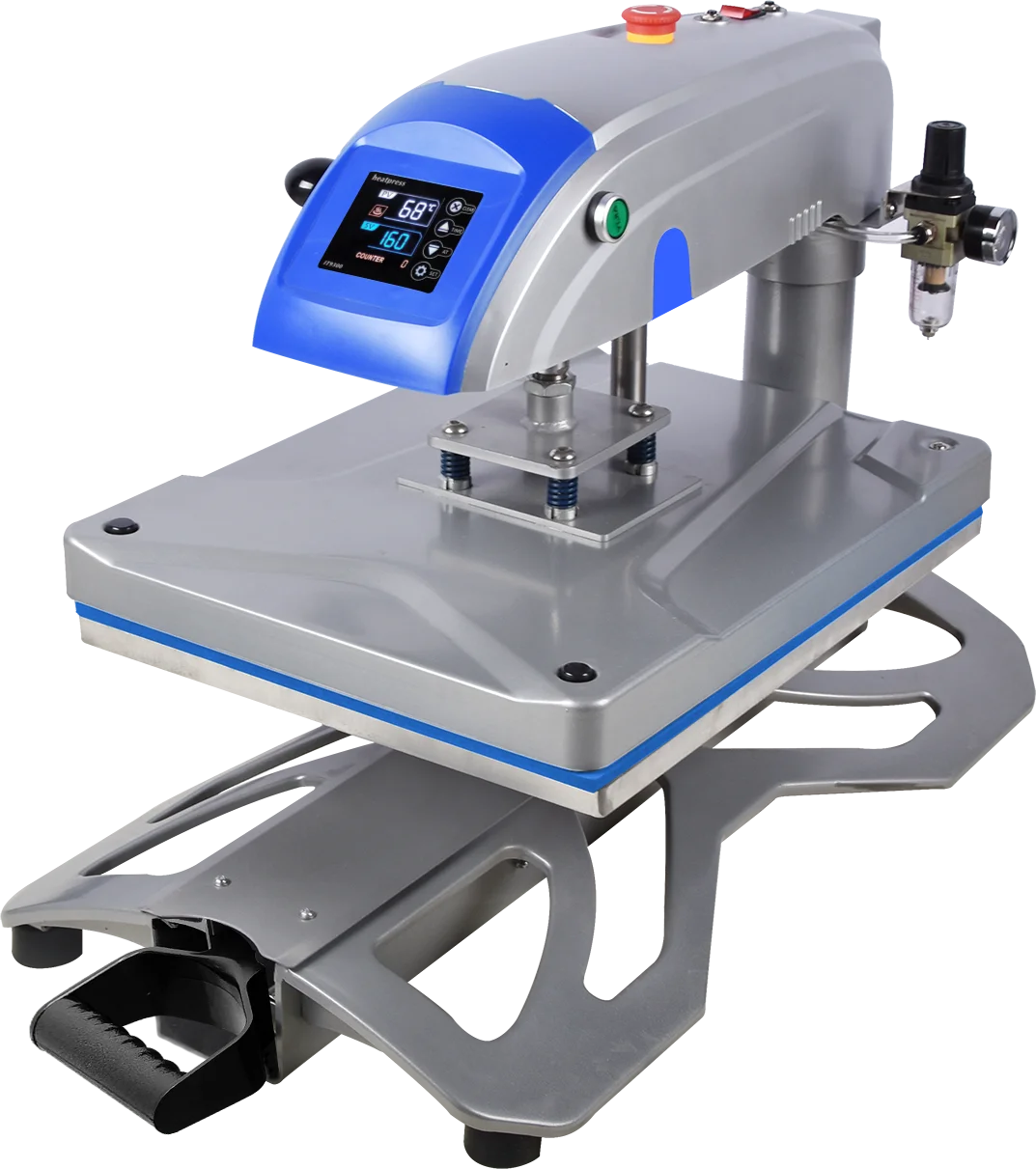 16 x 20 T-Shirt Heat Press Machines Swing-Off Head Automatic Ending Pneumatic Heat Press Air Compressor Heat Transfer Machine