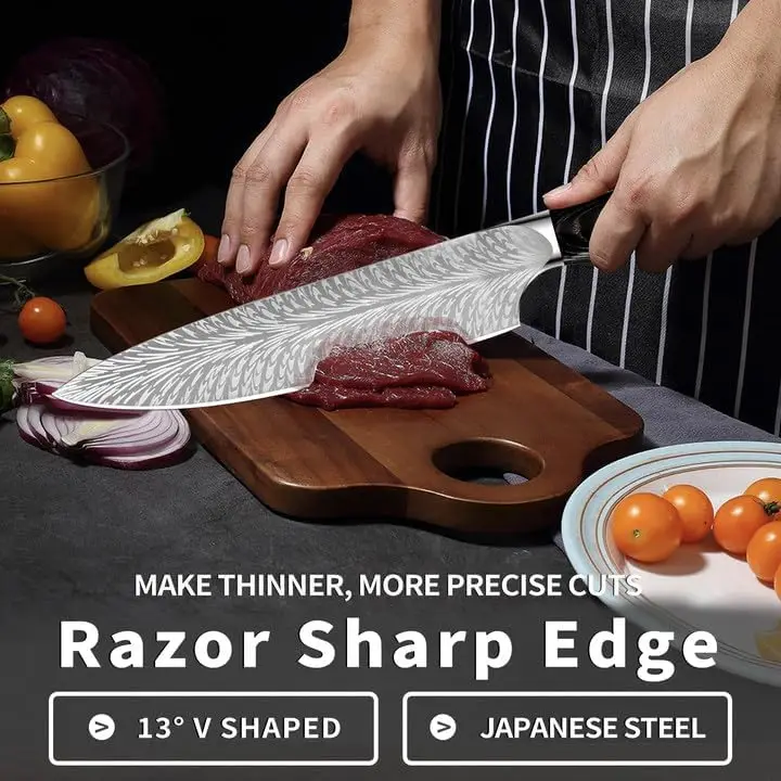 8 Inch Stainless Steel Chef Knife Japanese Kitchen Knife Professional Sharp Knife for Cooking Cutting