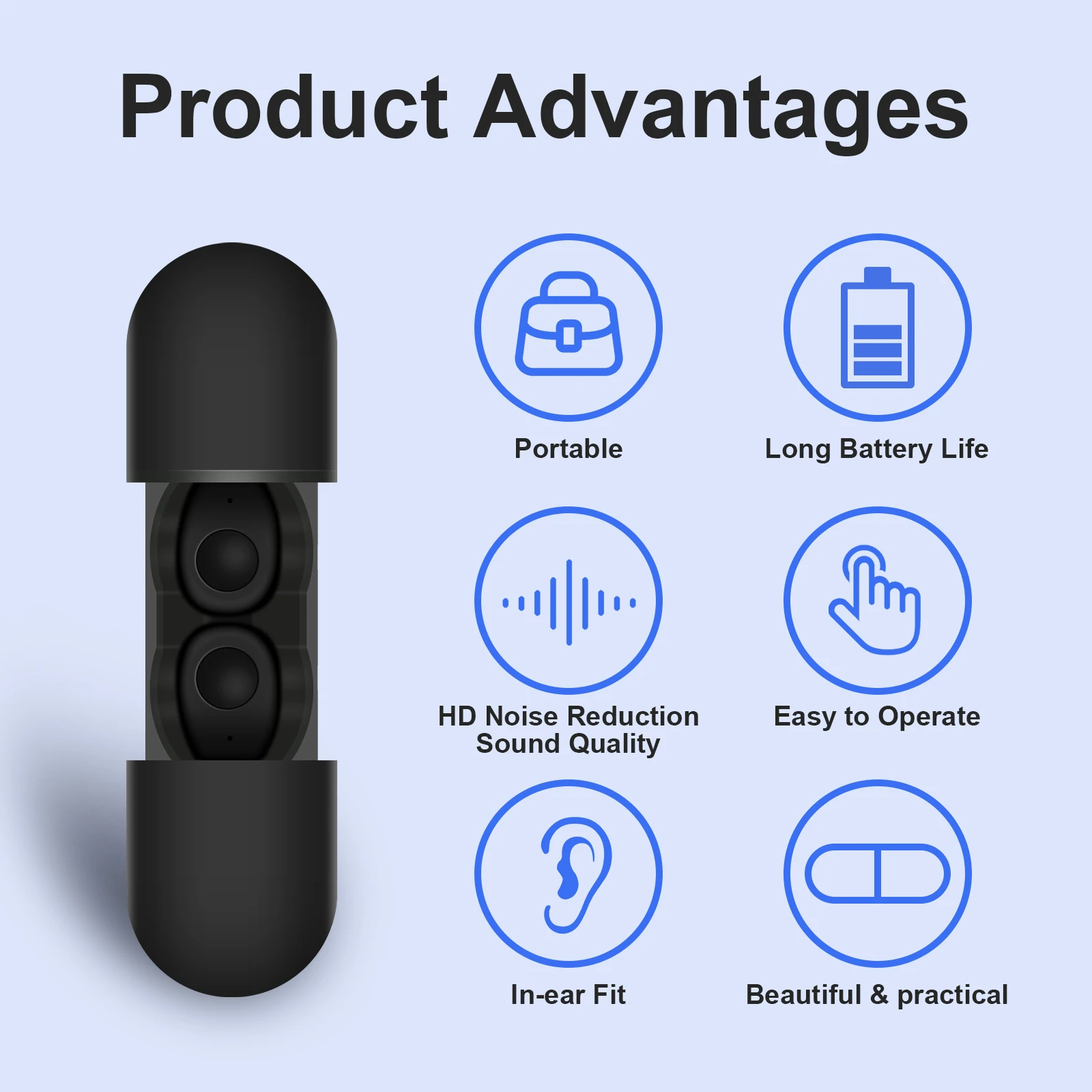 Rechargeable digital hearing aids with stable and clear sound quality Elderly Adults One-touch switch on and off