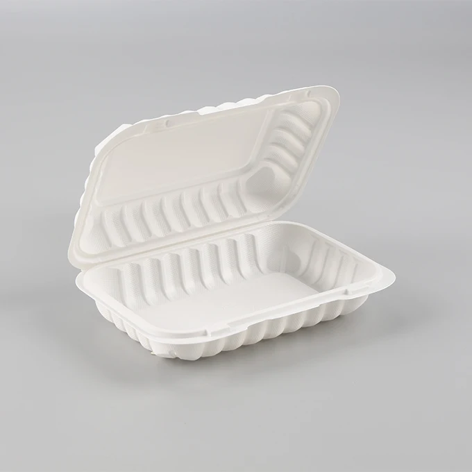 PP Clamshell Takeout Boxes Hinged To-go Food Containers Sturdy Thermoform MFPP Mineral Filled Plastic Fast Meal Disposable White