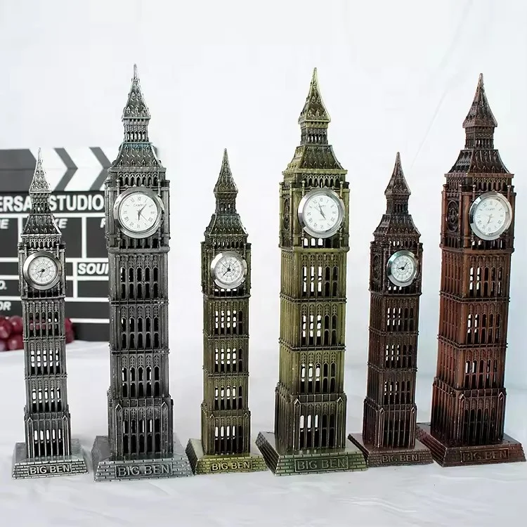 yuyang World Famous Architecture Antique Metal Crafts London Souvenir Big Ben Model for Office Ornaments