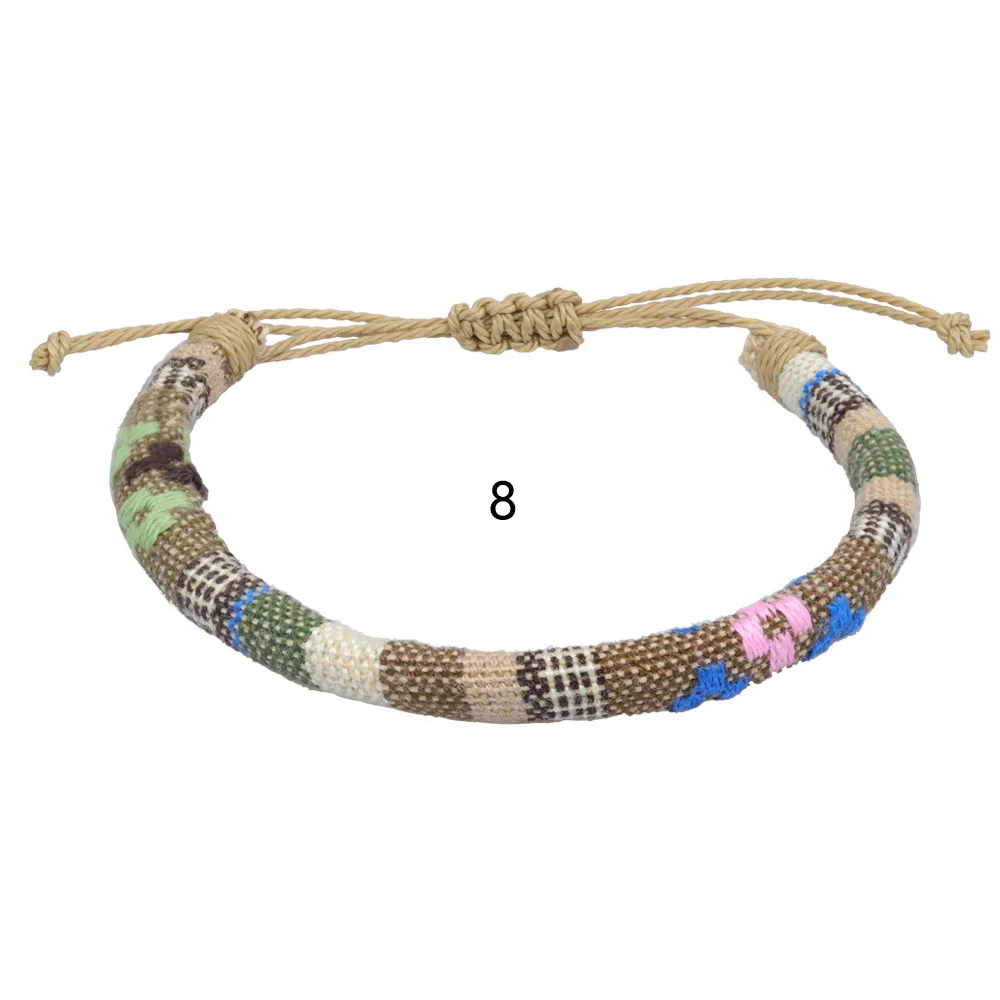 New Style Hand Made Custom Colored Irregular Flower Thread Woven Waxed Cotton Bracelet For Women Jewelry