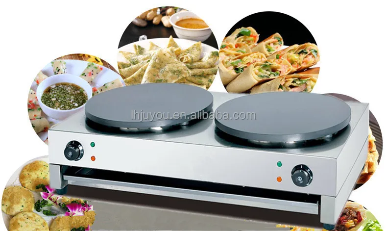 Commercial Stainless Steel Counter top Electric Pancake Crepe Making Machine with Double head