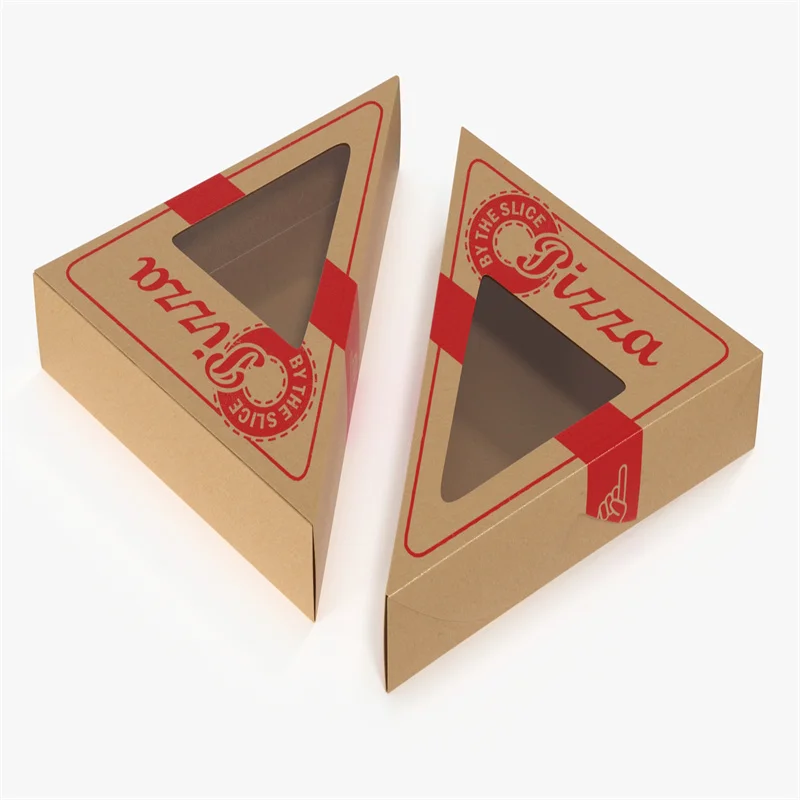 Изолированная картонная бумага с логотипом, 9 дюймов, прозрачная оконная упаковка, треугольный лоток для пиццы, треугольный лоток для пиццы
