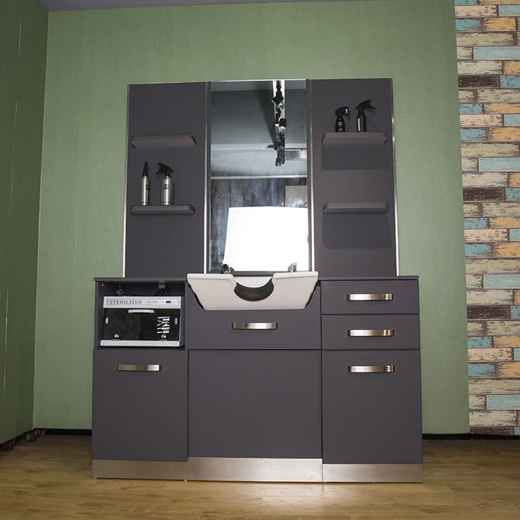 Fashionable style single sided beauty salon mirror hair salon barber  mirror station