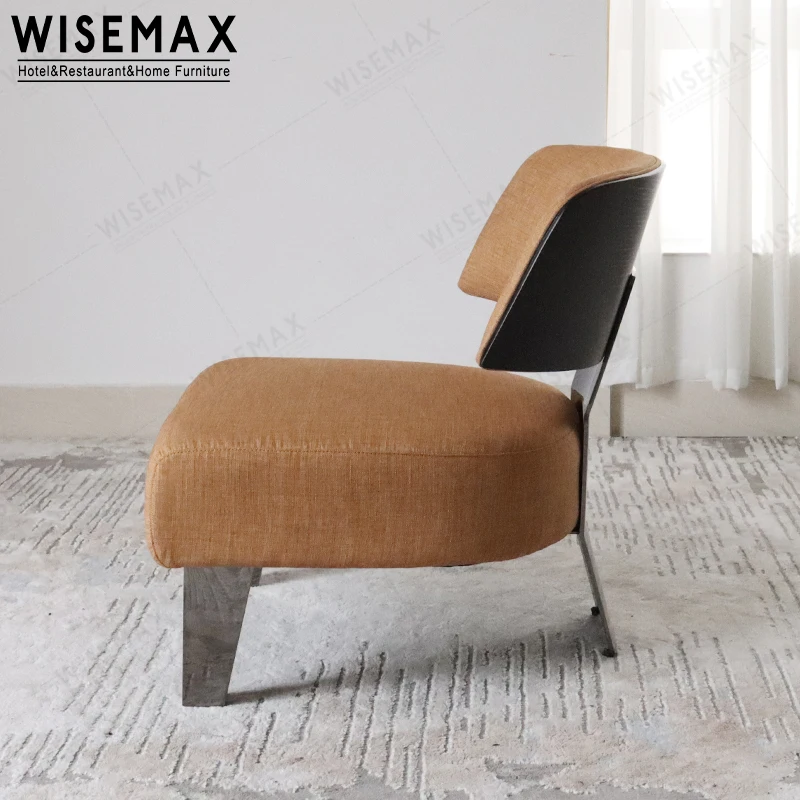 WISEMAX FURNITURE Italy hotel lounge chair living room furniture sofas fabric linen upholstered leisure accent arm sofa chair