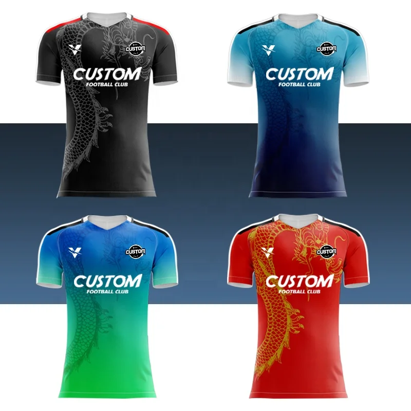 Wholesale Sublimation Customize Polyester Own Design Club Team Training Football Jersey Kits Breathable Soccer Uniform T Shirt