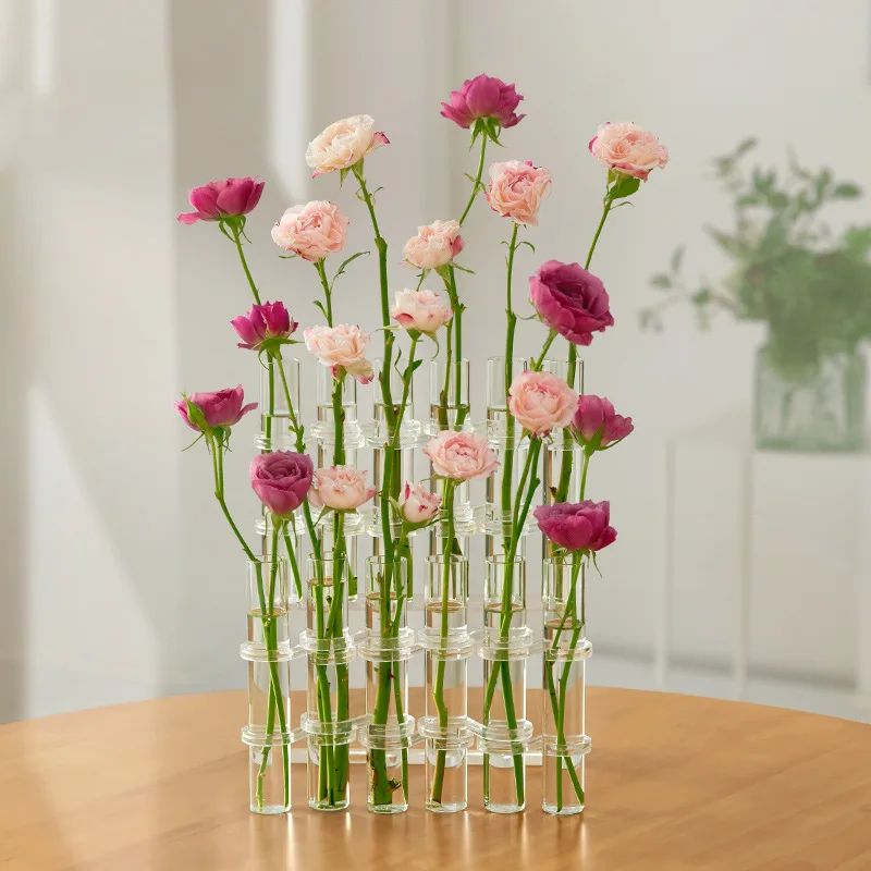 56H New customized test tube transparent high borosilicate glass vase water flower arrangement light luxury small vase
