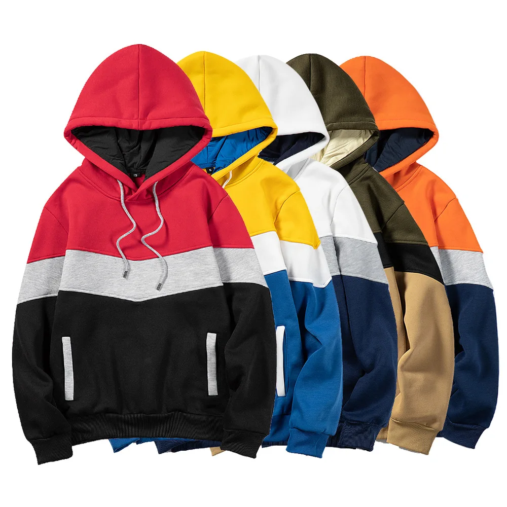 
BL21H1117 china manufacturer streetwear styles plus size drawstring color block men tracksuits for men with hoodies 