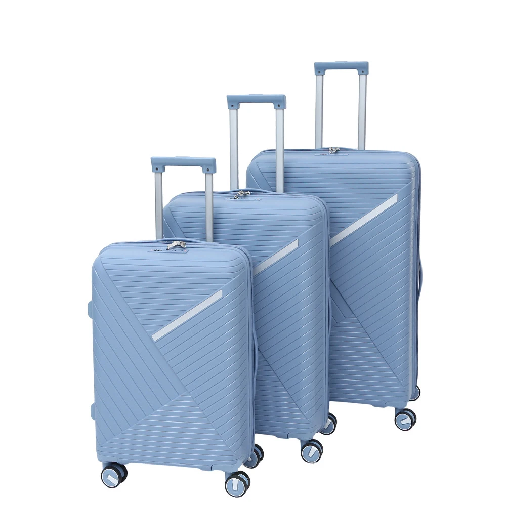 luggage set pp big capacity suitcase double wheel and smooth zipper travel pp luggage yellow suitcase sets