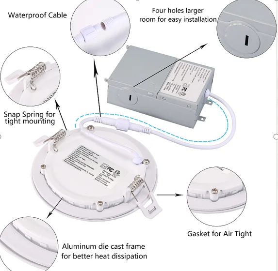 Wholesale price LED Recessed Panel Ceiling Light 810lm 9W Super Thin 4in led slim panel pot lights for bedroom