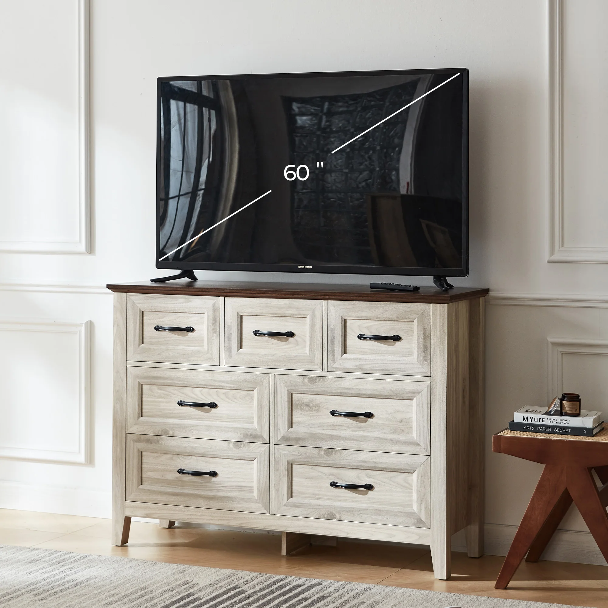 Linsy American country wooden Bucket Cabinet 7 Drawers for big discount