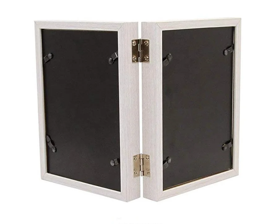 Новая стильная двойная фоторамка 5x7 белые деревянные откидные фоторамки коллаж теневая коробка 2 отверстия Элегантные Свадебные Уникальные подарки