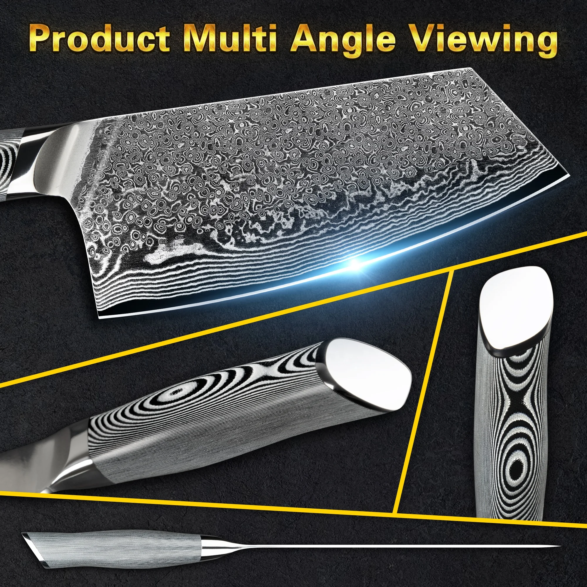 Grey G10 Handle 7 inch 67layers vg10 japanese knives chef damascus steel knifes meat cleaver knife with gift box