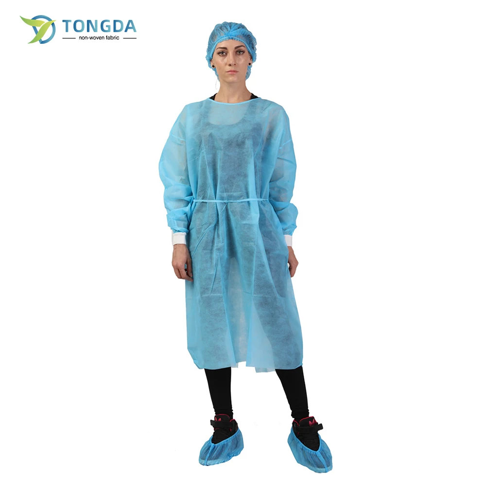 Elastic cuff disposable surgical non woven patient gown with short sleeve