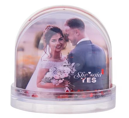 Glitter Snow Globe Photo Frame Liquid Floating Clear Plastic Acrylic Photo Frame Snow Globe Liquid Photo Frames