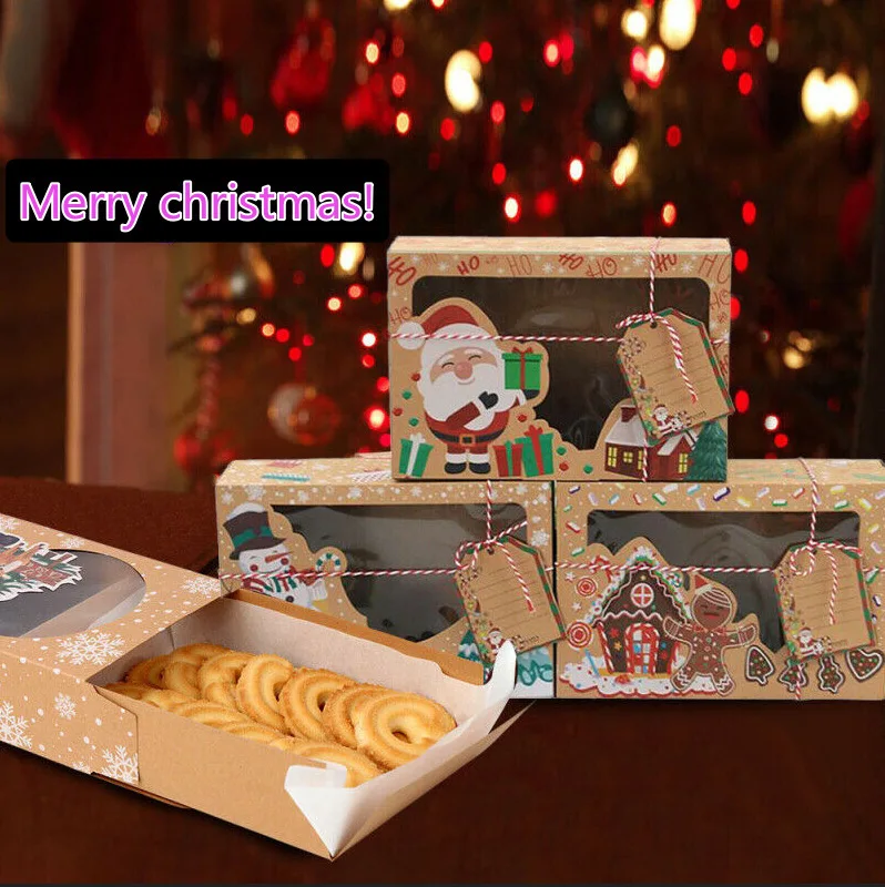 Custom Logo Luxury White Cardboard Paper Sweet Christmas Biscuit Pastry Candy Cookies Gift Box Packaging Cookie Box
