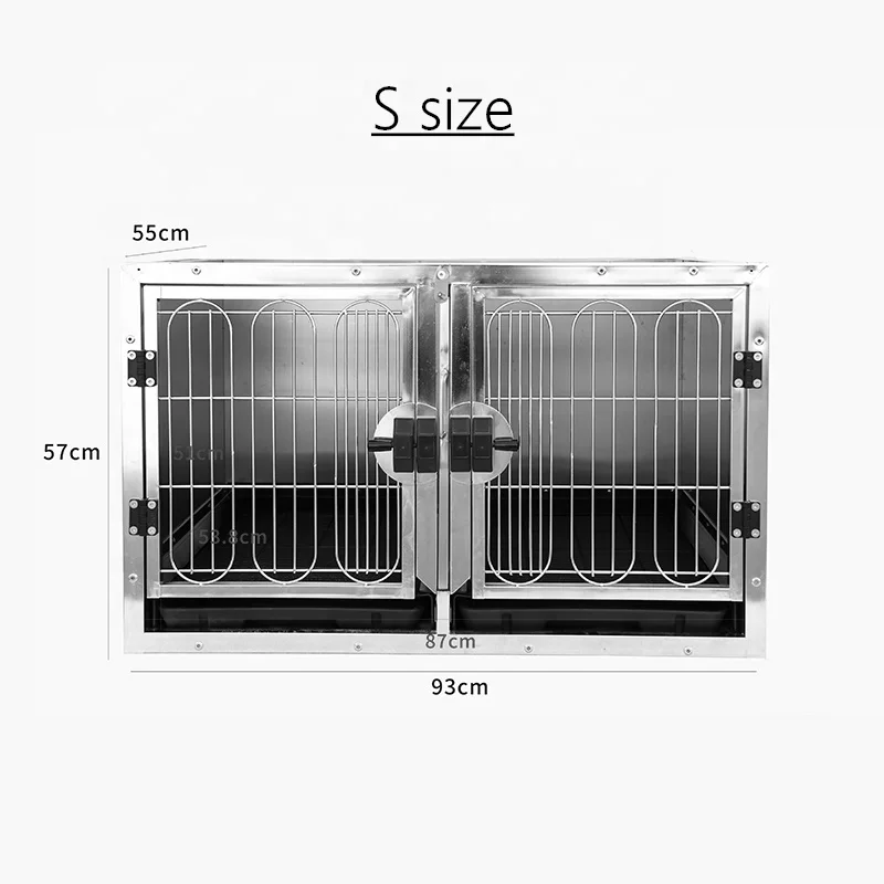 Modular Dog Kennel Large Stainless Steel Pet Dog Cages Crates with Casters