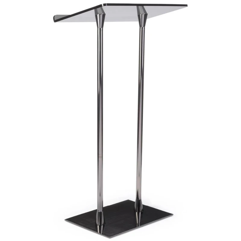 Acrylic Podium Poles School Meeting Room Pulpit Transparent with Steel Custom School Business Modern Commercial Furniture