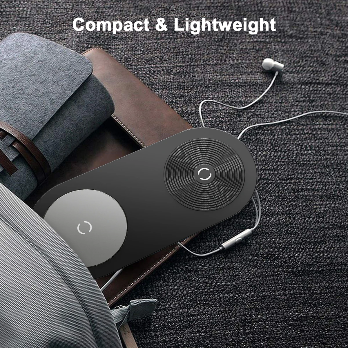 50% Discount 2 in 1 Qi 15W New Non Slip Travel Wireless Charging Pad Wireless Phone Charger Pad For Iphone Airpods Pro