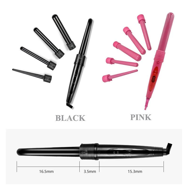 Electric LED Professional Ceramic 5 in 1 Curling Wand Set Wave Curling Iron Hair Curling Iron Interchangeable Hair Curler