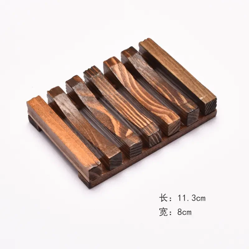 Bamboo Waterfall Kitchen Sink Custom Soap Dish Storage Holder Wood Soap Holder Bath Soap Tray With Drain