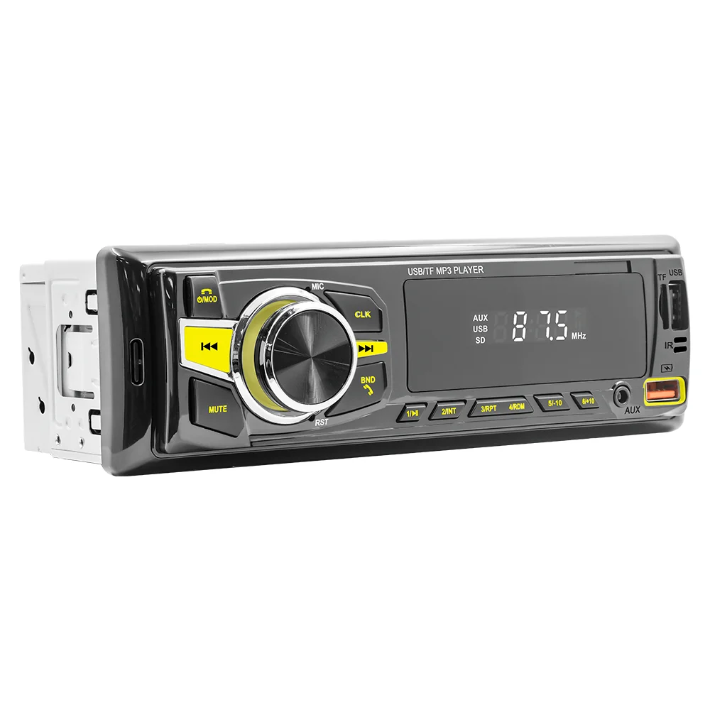 Factory supply 12V 1 din fixed panel colorful lights LED display retro car radio with usb fm bt aux in radio automotive