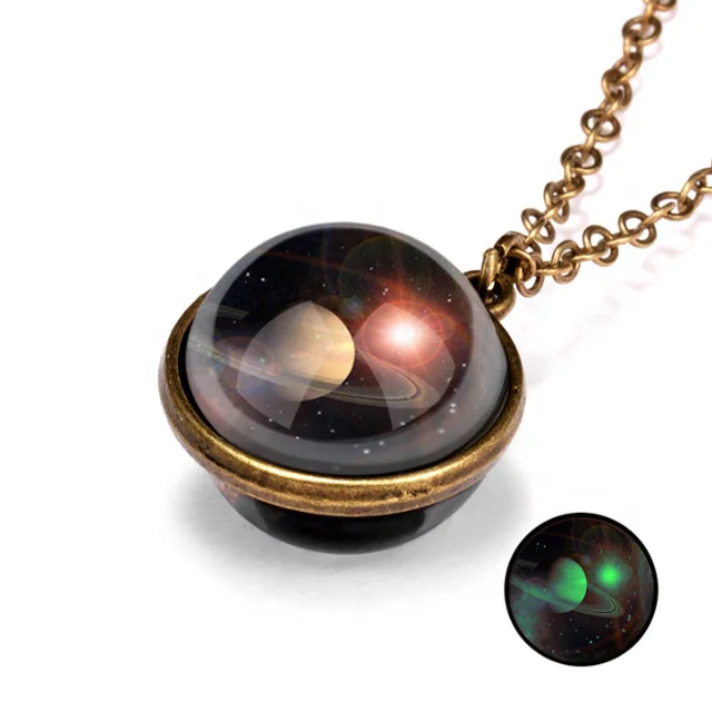 Luminous Glow In Dark Moon Pendant Space Star Galaxy Universe Necklaces
