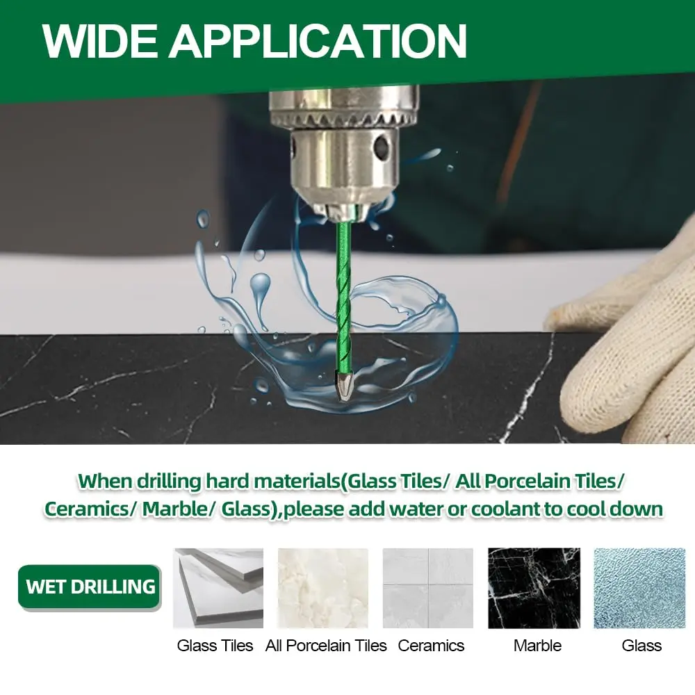 Fryic Eccentric multi drill bit for Wood Plastic Masonry Ceramic Tile Marble, Concrete Masonry Drill Bit Set