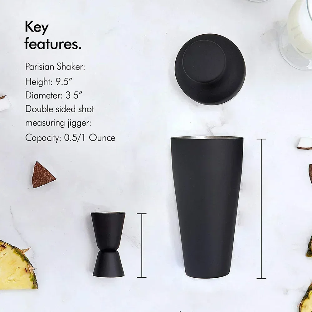 Cocktail Shaker Set Matte Black Wine Martini Drink Mixer Bartending Equipment Barware tools Bartender Kit for Home Bar