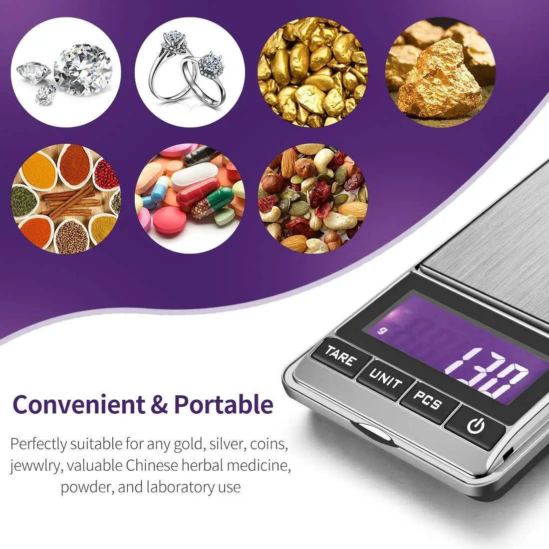 High accuracy Digital Jewelry Gold Balance Weight Gram LCD Pocket Weighting Electronic Scales
