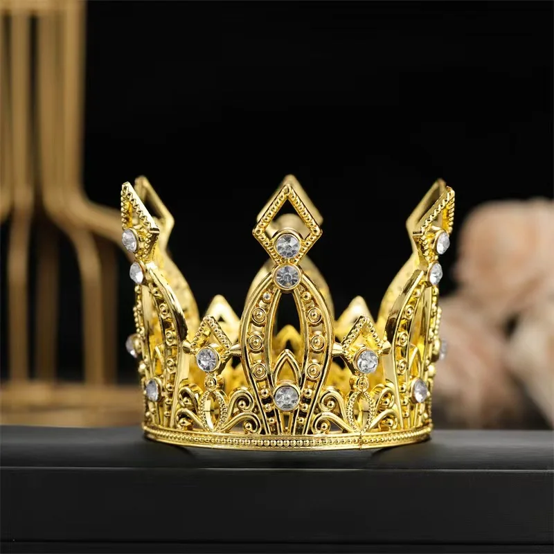 Factory Sale Kings Tiara Pageant Decorative Kids Tiara Cake Mini Round Pearl Crown