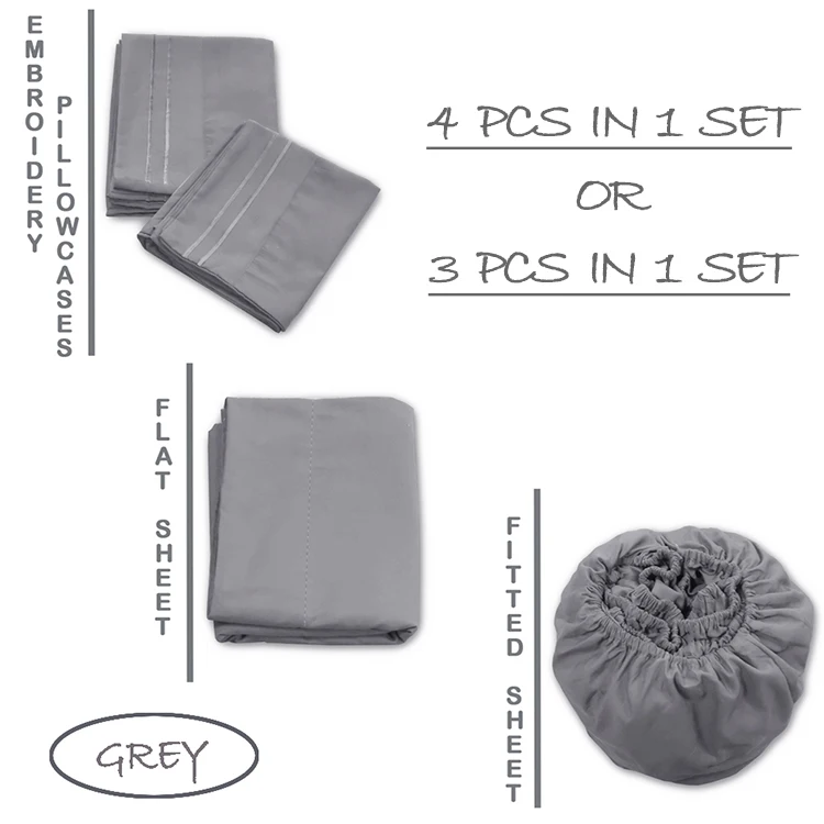 Sheets for Beds Bedding Set Microfiber Bed Sheet Set Custom 4 Piece 100% Polyester Solid Soft Cover Bed