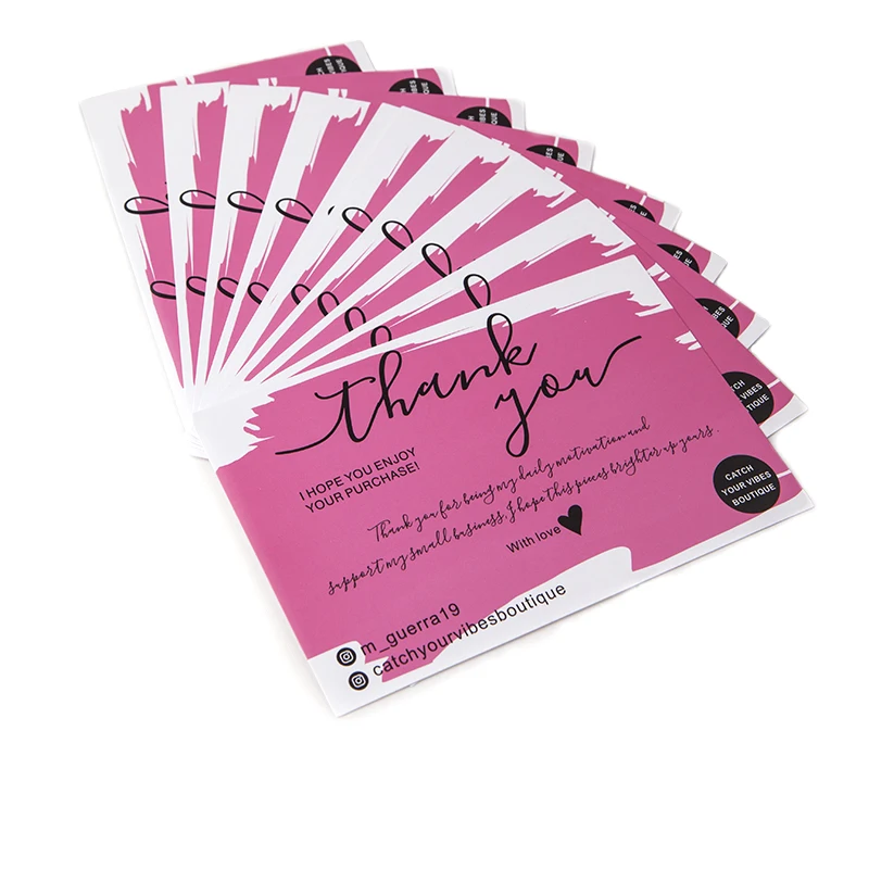 Custom Logo Blush Pink Ecommerce Business Parcel Insert Shopping Thank You for Your Order Purchase Card