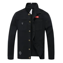 Factory Outlet Denim Jacket Men Fashion Camouflage Jacket Men Slim Stretch Black Jacket For Men