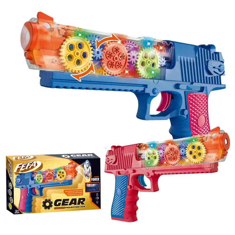 Wholesale China Plastic Electronic Color Toy Nurf Gun for Kids with Lights Projection Gear Electric gun for Kids Boys