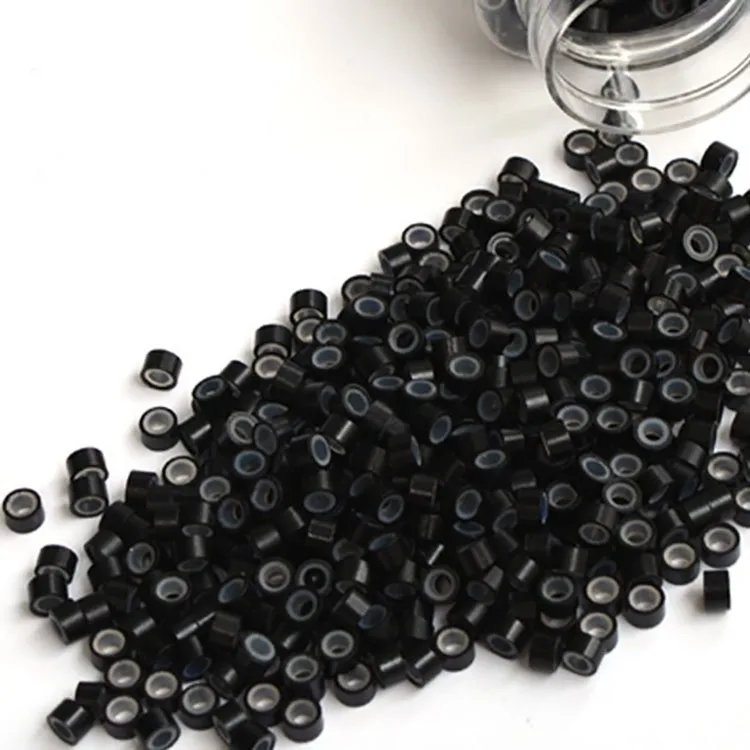 500pcs Hair Extension Micro Rings Beads 5*3*3mm Silicone Lined Tip Links Tube for Extensions Hair Beads for Braids Hair