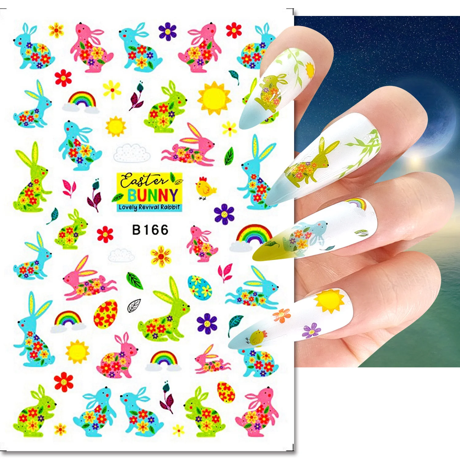 Nail Supplies 2023 New 3D Nail Art Stickers Cute Rabbit Custom Desgin Brands Adhesives Press On Nail Decal wholesale
