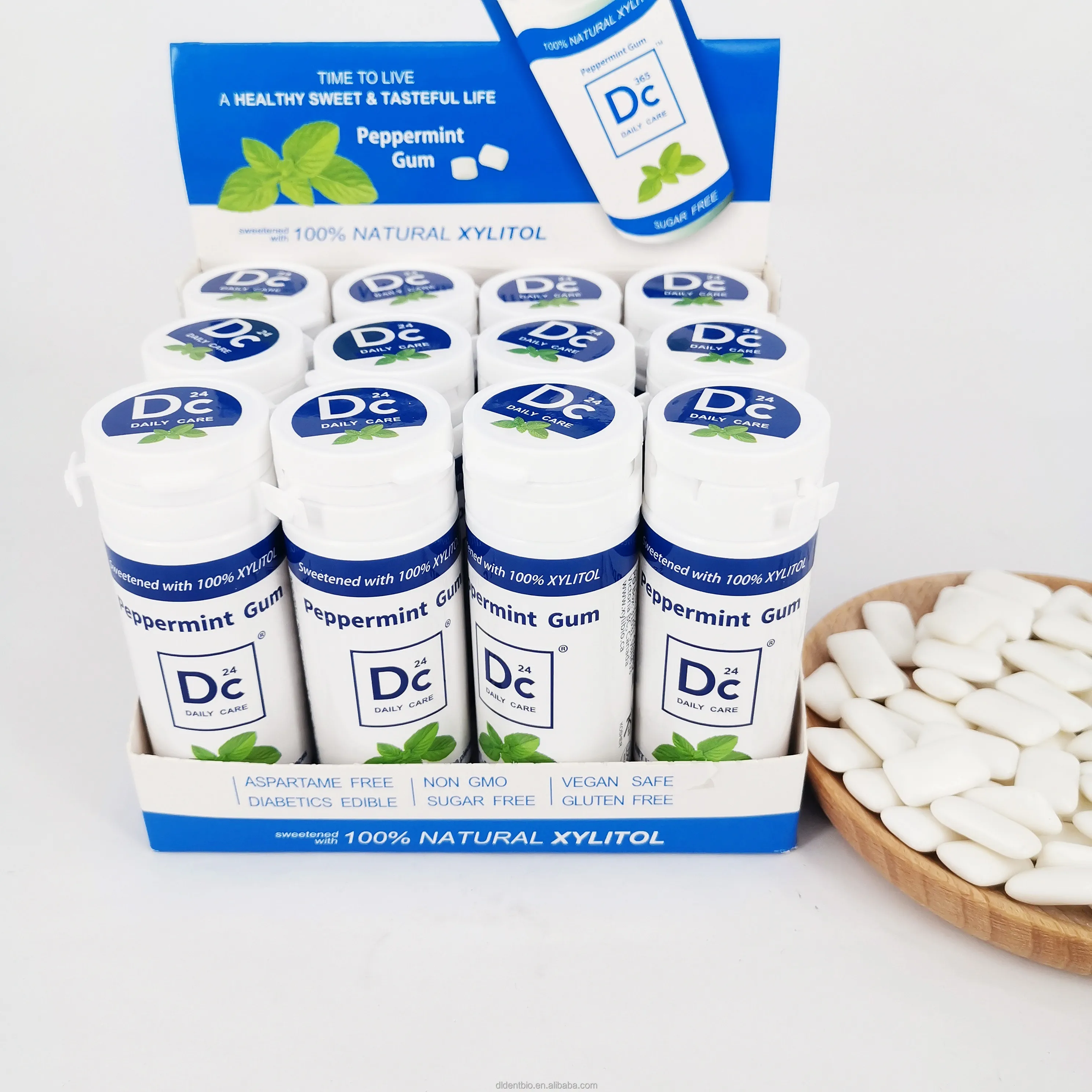 100% xylitol tube chewing gum DC24 brand sugar free Kosher chewing gum