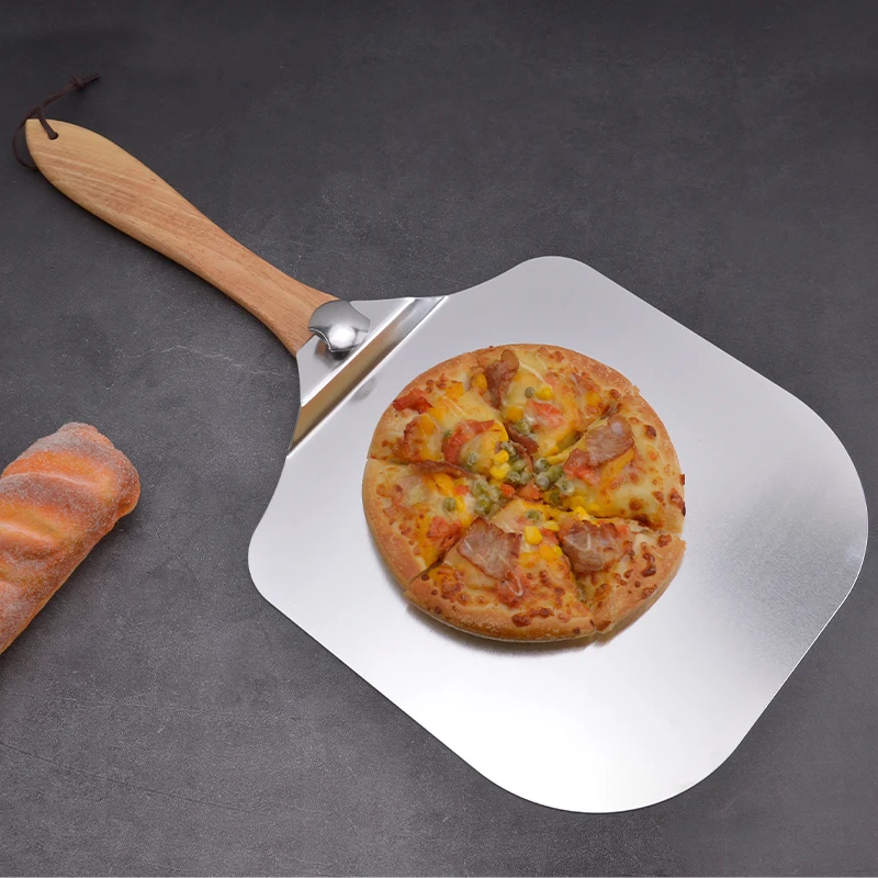 Custom Best Selling Kitchen Accessories 14*12 Inches Wooden Handle Pizza Shovel Stainless Steel Pizza Peel With Pizza Box