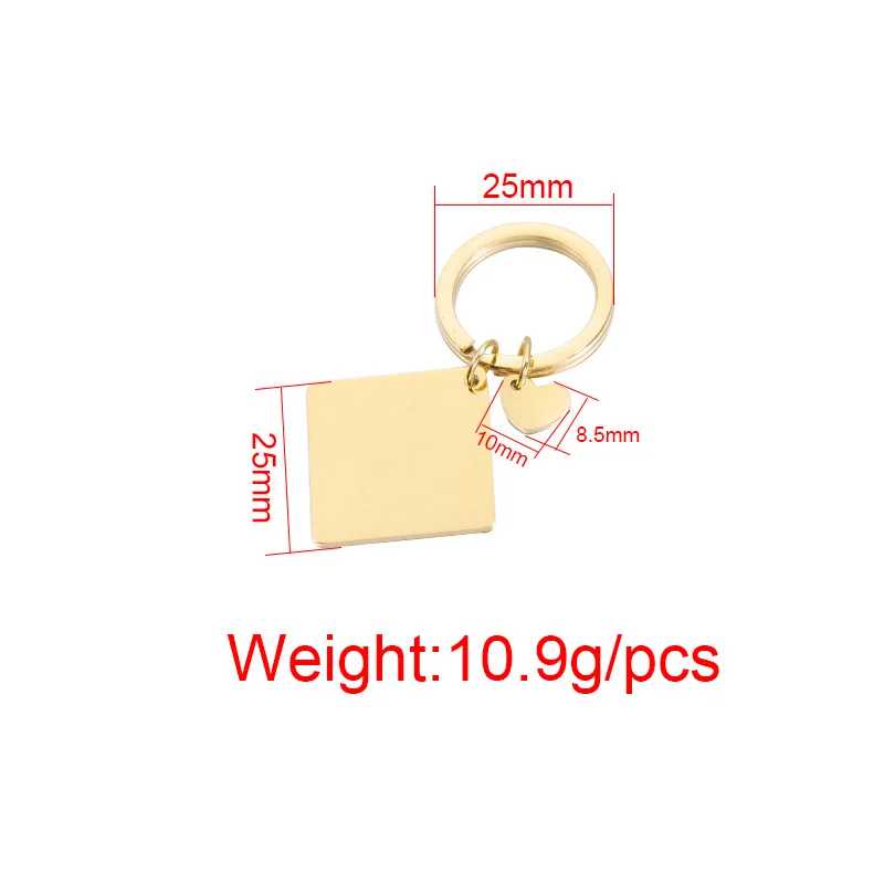 Personalized Blank Rectangle Square Picture Engraved Stainless Steel Keyring Calendar Keychain Souvenir Gifts Key Chain