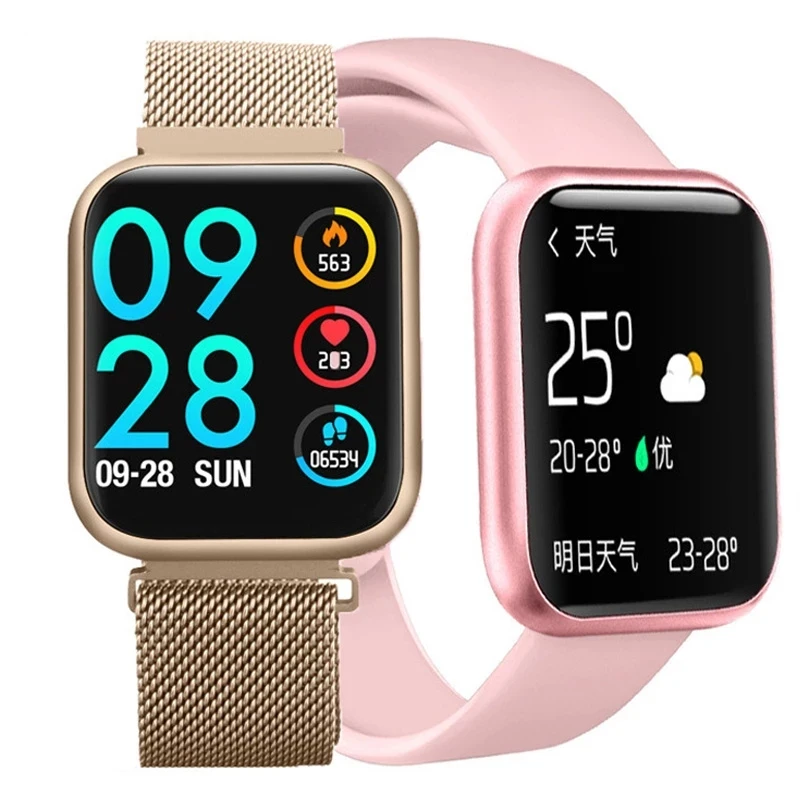 Best Factory Product 2020 P80 Blood Pressure Smart Fitness Watch Two Strap Smart Bracelet Smartwatch P80