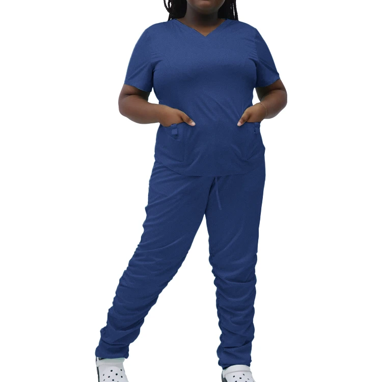 Wholesale Cheap scrubs uniforms sets plus size stacked black scrubs scrub suit nurse