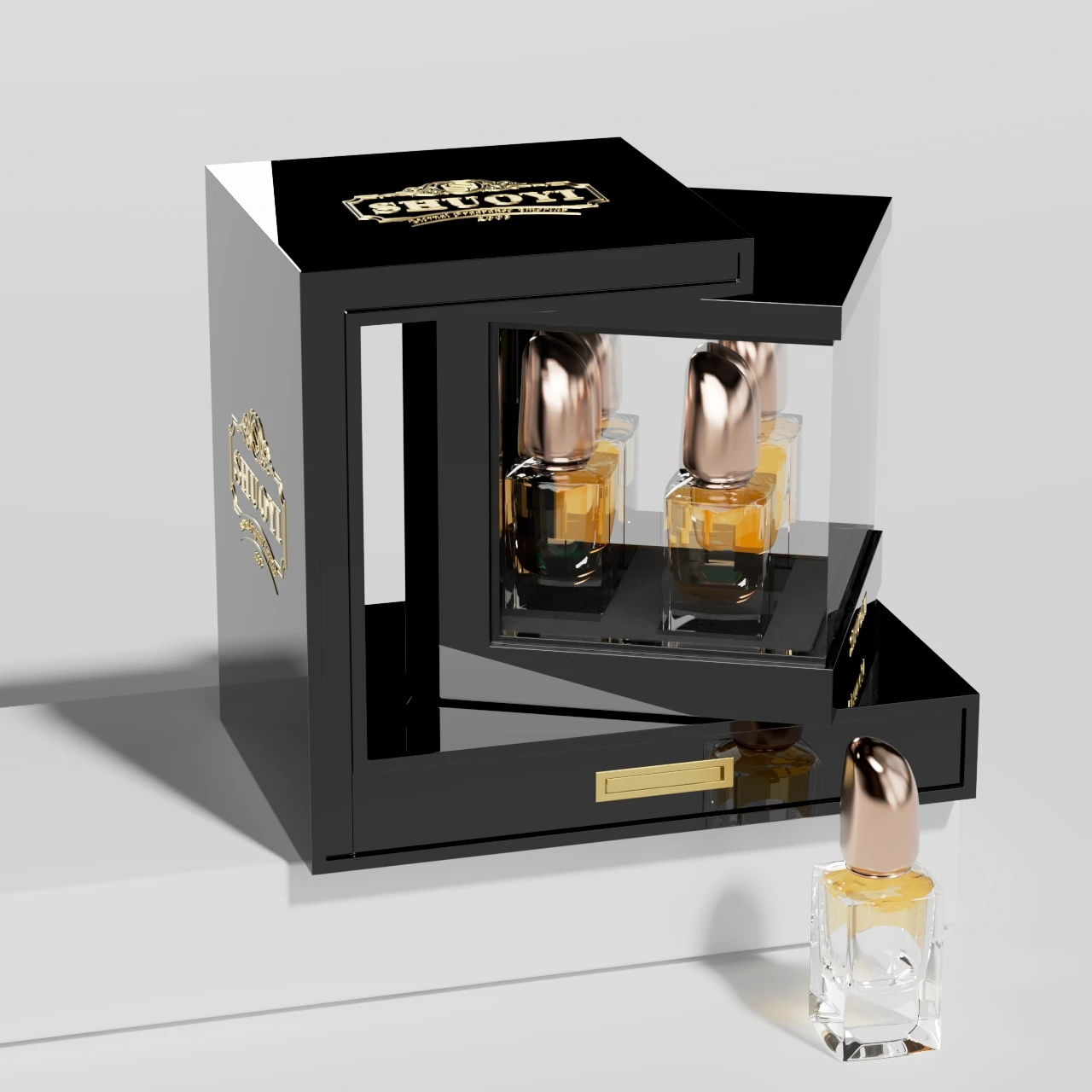 Factory High Quality Design perfume wooden box Dubai black box perfume Luxulry packaging box