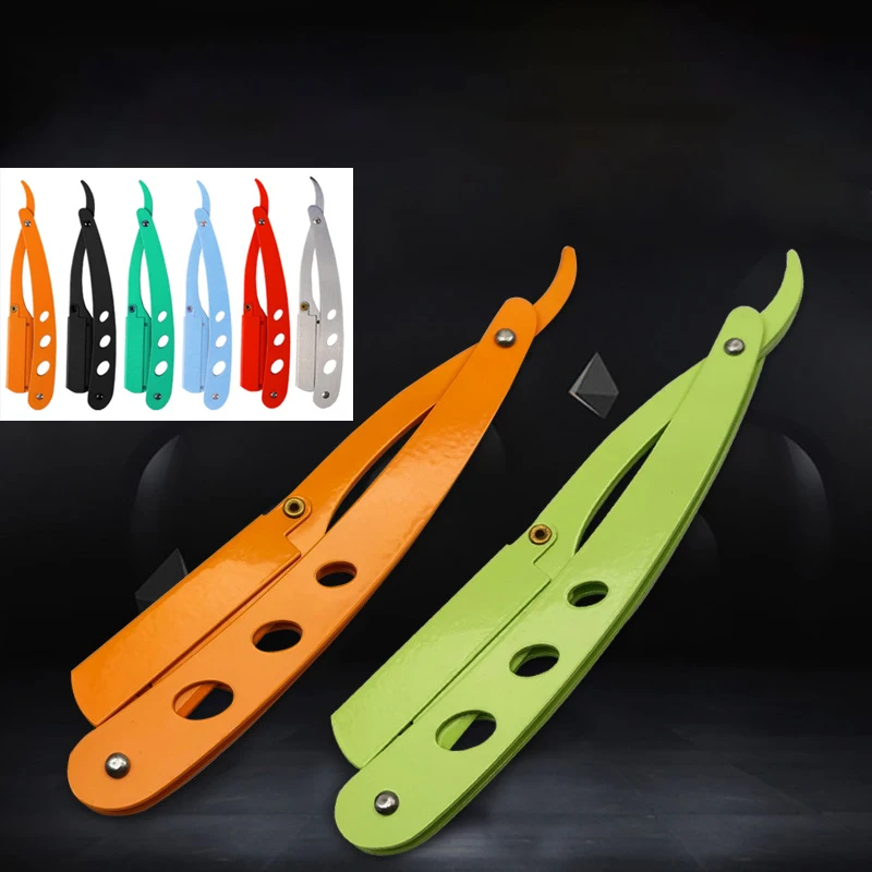 New Style Custom Logo Colorful Barber Manual Classic Fashion Black Straight Edge Safety Razor Hair Shaving Eyebrow Razor