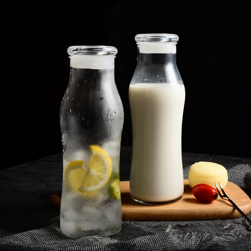 Hot Sale Products 550Ml Old Yogurt Bottle Glass High Temperature Milk Bottle With Lid