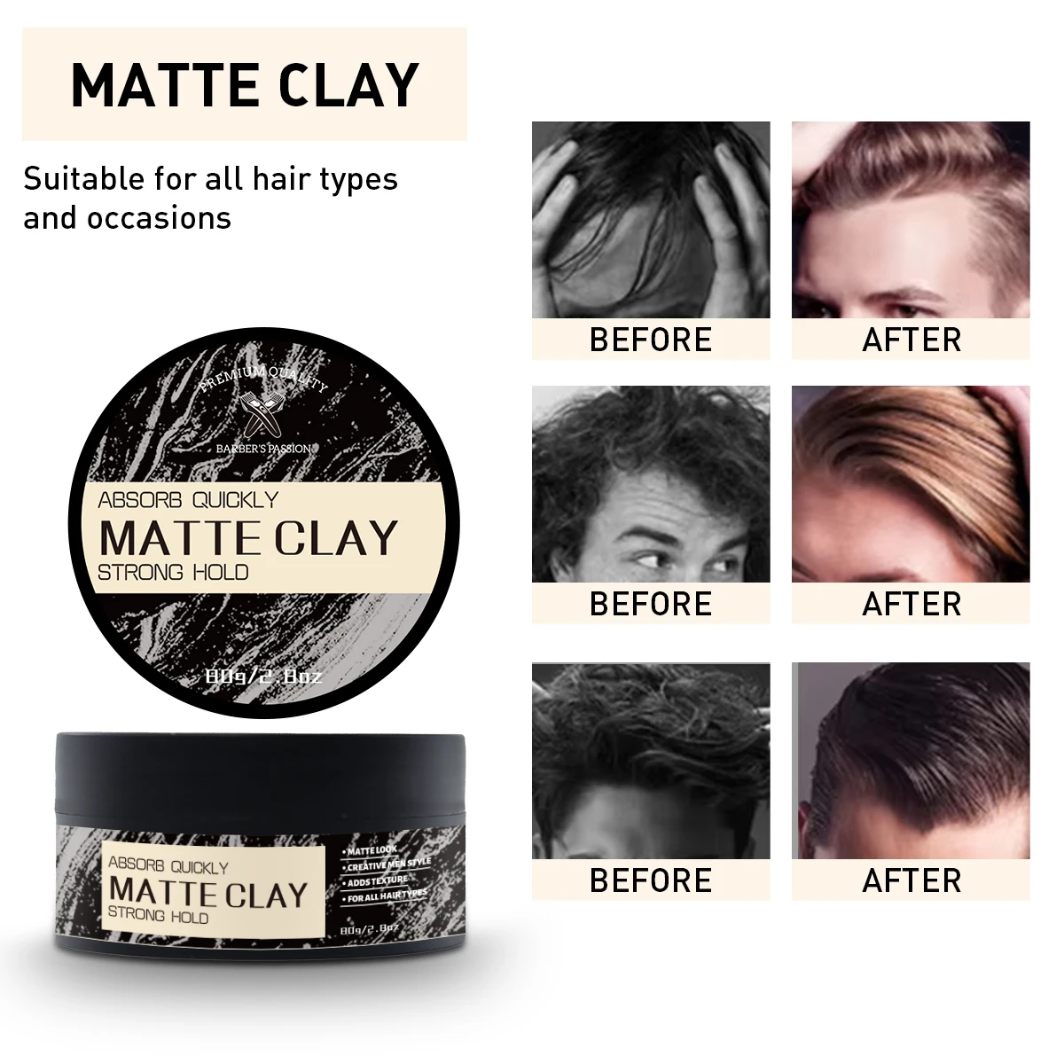 Customization Defines Shape Hair Men Styling Paste Matte Look Hair Clay Mud