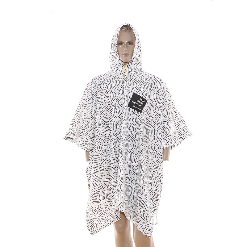 BLACK reusable eco-friendly pvc rain poncho with  logo