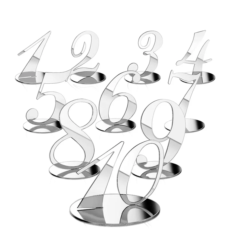 OEM Customize Silver Acrylic Table Number Laser Cut Table Numbers Wedding Decoration Table Number Holders Restaurant Print Party