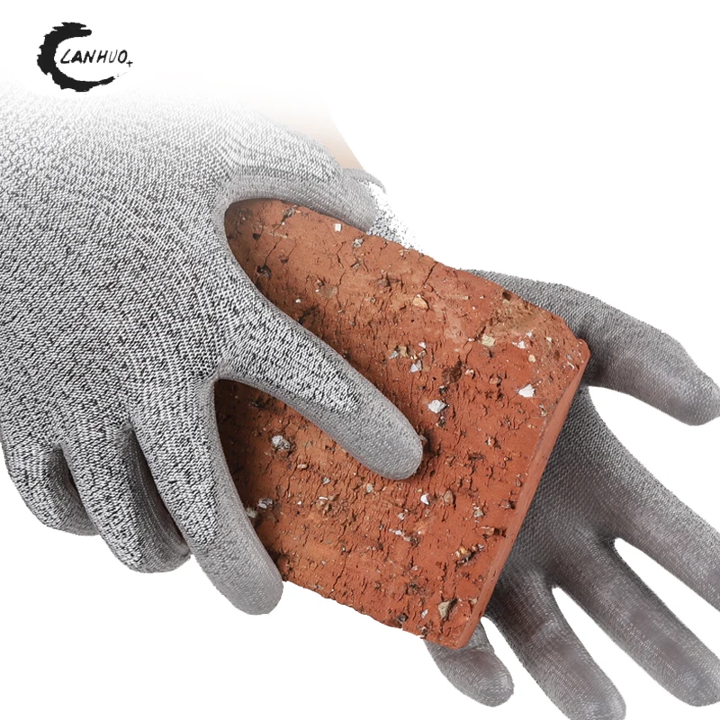 CE Certificated Anti-cut Resistant Level 5 Grey Foam Safety Work Protective Cut Resistant Gloves